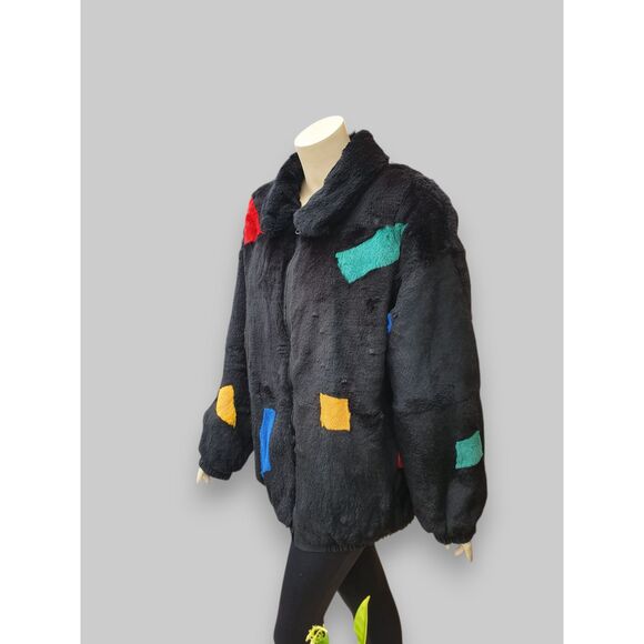 Black/Multicolor Reversible Rabbit Jacket -XL - Picture 3 of 11